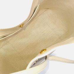 Pre Owned Dior Beige/Blue Calf Leather Cotton Signature Bucket Bag