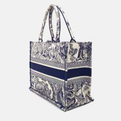 Pre Owned Dior Beige/Navy Blue Canvas Book Tote Bag