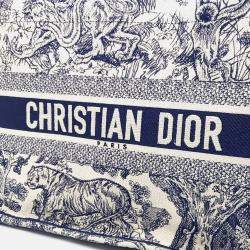 Pre Owned Dior Beige/Navy Blue Canvas Book Tote Bag