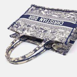 Pre Owned Dior Beige/Navy Blue Canvas Book Tote Bag