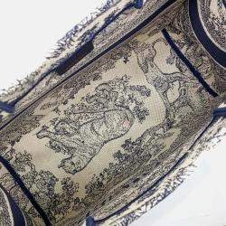 Pre Owned Dior Beige/Navy Blue Canvas Book Tote Bag