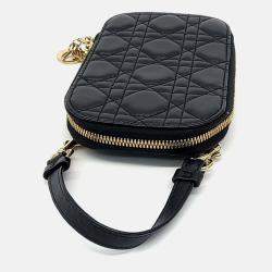 Pre Owned Dior Black Leather 30 Montaigne Oblique Phone Holder Mini Crossbody Bag