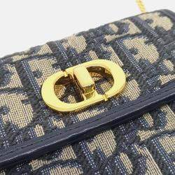 Pre Owned Dior Navy Blue Fabric Oblique Miss Caro Micro Crossbody Bag