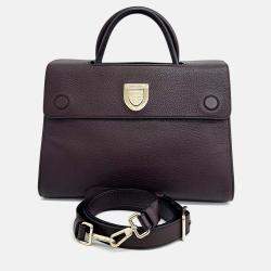 Pre Owned Dior Burgundy Leather Diolamar Shoulder Bag