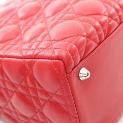 Pre Owned Dior Lady Dior Large Red Leather Tote Bag