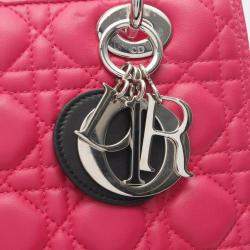 مملوكة مسبقًا حقيبة يد ليدي ديور جلد وردي وأسود