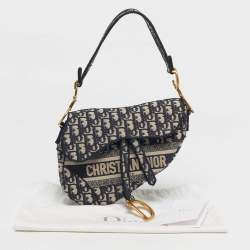 Pre Owned حقيبة سرج ديور جلد رمادي