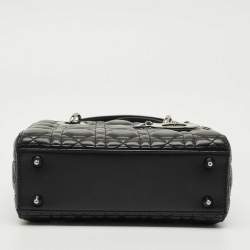 Pre Owned Dior Black Cannage Leather Small Lady Dior Tote