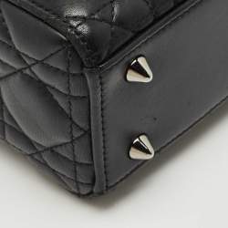 Pre Owned Dior Black Cannage Leather Small Lady Dior Tote