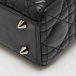 Pre Owned Dior Black Cannage Leather Small Lady Dior Tote