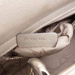 Pre Owned Dior Silver Mini Iridescent Lambskin Cannage Lady Dior
