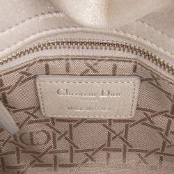 Pre Owned Dior Silver Mini Iridescent Lambskin Cannage Lady Dior