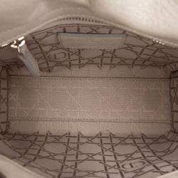 Pre Owned Dior Silver Mini Iridescent Lambskin Cannage Lady Dior