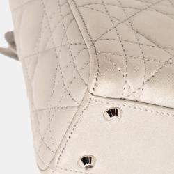 Pre Owned Dior Silver Mini Iridescent Lambskin Cannage Lady Dior