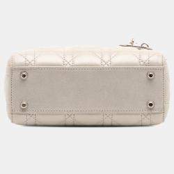 Pre Owned Dior Silver Mini Iridescent Lambskin Cannage Lady Dior