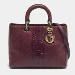 Pre Owned Dior Purple Python Large Lady Dior Tote