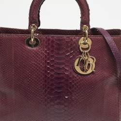 Pre Owned Dior Purple Python Large Lady Dior Tote