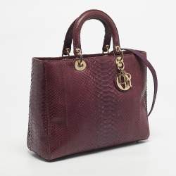 Pre Owned Dior Purple Python Large Lady Dior Tote