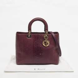 Pre Owned Dior Purple Python Large Lady Dior Tote