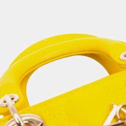 Pre Owned Dior Yellow Micro Lambskin Cannage Lady Dior