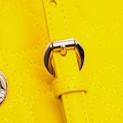 Pre Owned Dior Yellow Micro Lambskin Cannage Lady Dior