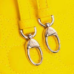 Pre Owned Dior Yellow Micro Lambskin Cannage Lady Dior