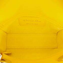 Pre Owned Dior Yellow Micro Lambskin Cannage Lady Dior