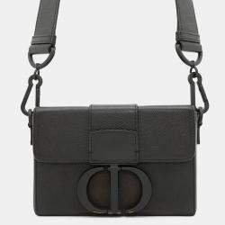 Pre Owned Dior Montaigne Black Leather Shoulder Bag