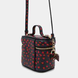 Pre Owned Dior Heart Navy Red Leather Shoulder Vanity Pouch