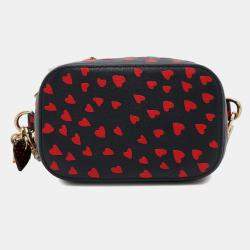 Pre Owned Dior Heart Navy Red Leather Shoulder Vanity Pouch