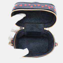 Pre Owned Dior Heart Navy Red Leather Shoulder Vanity Pouch