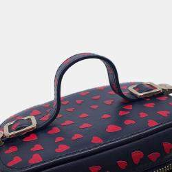 Pre Owned Dior Heart Navy Red Leather Shoulder Vanity Pouch