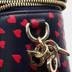 Pre Owned Dior Heart Navy Red Leather Shoulder Vanity Pouch
