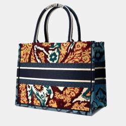 Pre Owned Dior Book Tote Multicolor Embroidery Canvas Tote Bag