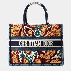 Pre Owned Dior Book Tote Multicolor Embroidery Canvas Tote Bag