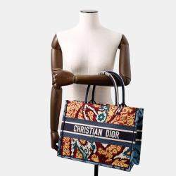 Pre Owned Dior Book Tote Multicolor Embroidery Canvas Tote Bag