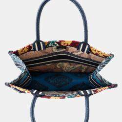 Pre Owned Dior Book Tote Multicolor Embroidery Canvas Tote Bag