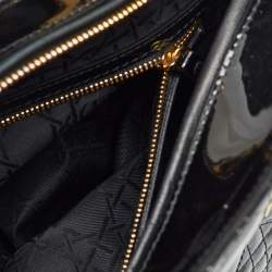 Pre Owned Dior Black Cannage Patent Leather Large Lady Dior Tote