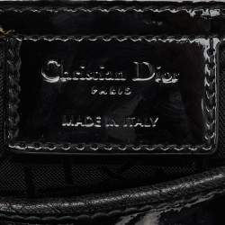 Pre Owned Dior Black Cannage Patent Leather Large Lady Dior Tote