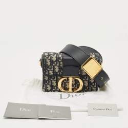 Pre Owned Dior Navy Blue Oblique Canvas 30 Montaigne Box Bag