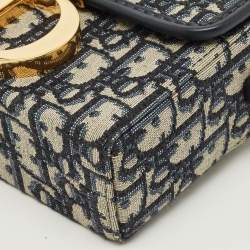 Pre Owned Dior Navy Blue Oblique Canvas 30 Montaigne Box Bag