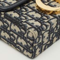 Pre Owned Dior Navy Blue Oblique Canvas 30 Montaigne Box Bag