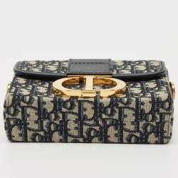 Pre Owned Dior Navy Blue Oblique Canvas 30 Montaigne Box Bag