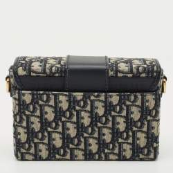 Pre Owned Dior Navy Blue Oblique Canvas 30 Montaigne Box Bag