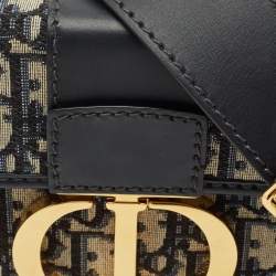 Pre Owned Dior Navy Blue Oblique Canvas 30 Montaigne Box Bag