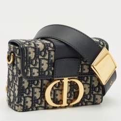Pre Owned Dior Navy Blue Oblique Canvas 30 Montaigne Box Bag