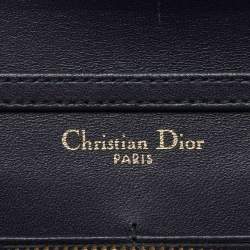 Pre Owned Dior Metallic Blue Micro Cannage Patent Leather Diorama Wallet on Chain