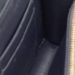 Pre Owned Dior Metallic Blue Micro Cannage Patent Leather Diorama Wallet on Chain