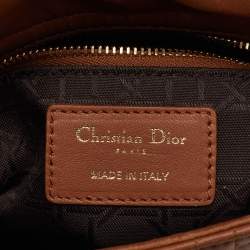 Pre Owned Dior Brown Cannage Leather Mini Lady Dior Tote