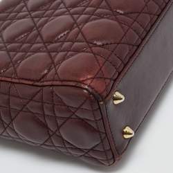 Pre Owned Dior Burgundy Cannage Leather Small Lady Dior My ABCDior Tote